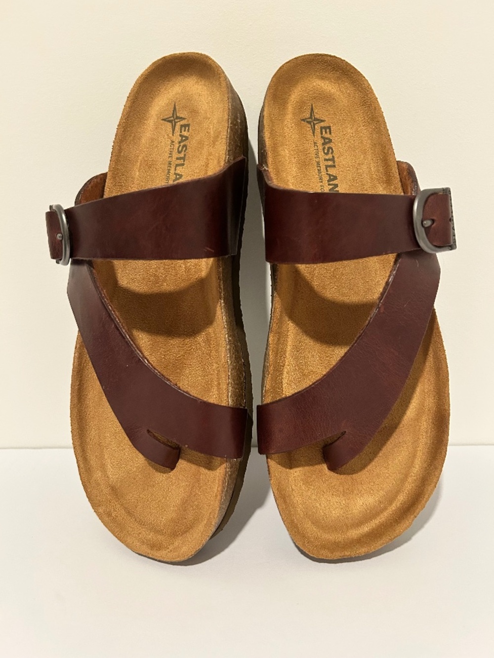 Eastland Shauna Sandals – Dark Walnut Leather – Size 8 – NIB Comfort Footbed